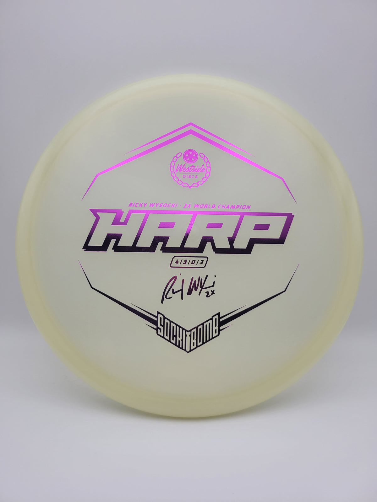 Westside Discs VIP Moonshine Harp Ricky Wysocki Sockibomb Stamp - midrange disc golf disc