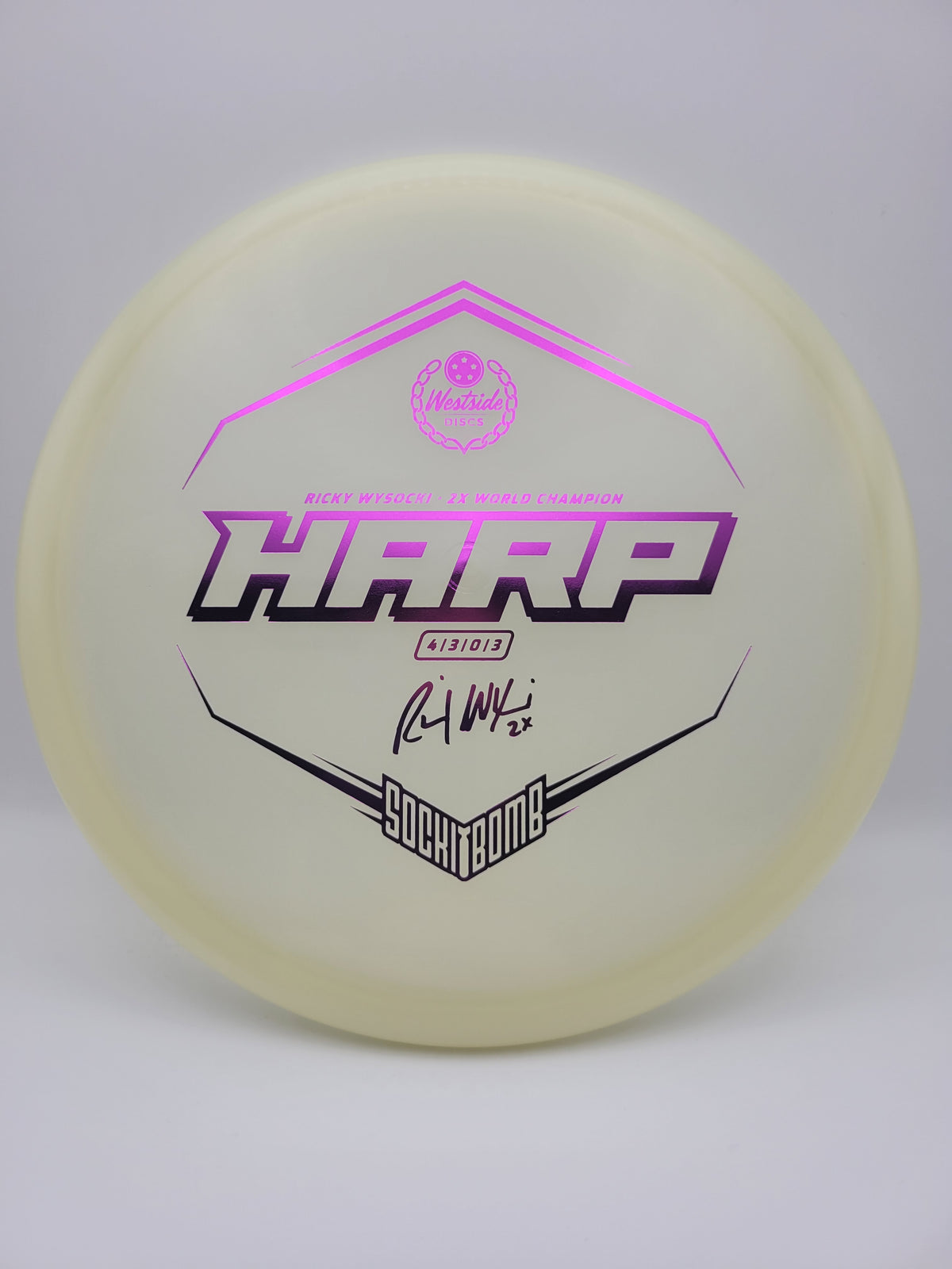 Westside Discs VIP Moonshine Harp Ricky Wysocki Sockibomb Stamp - midrange disc golf disc