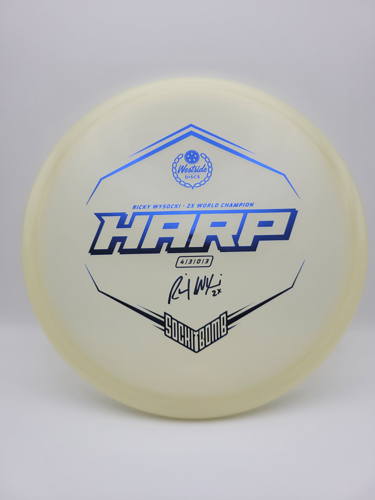 Westside Discs VIP Moonshine Harp Ricky Wysocki Sockibomb Stamp - midrange disc golf disc